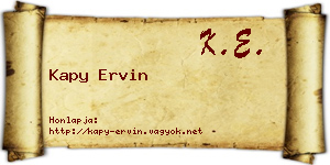 Kapy Ervin névjegykártya